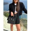 image:imageZeagoo Women Bomber Jacket Casual Button Down Varsity Jackets Shackets With Pockets OutwearBlack