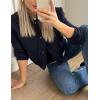 image:imageZeagoo Women Bomber Jacket Casual Button Down Varsity Jackets Shackets With Pockets OutwearNavy Blue