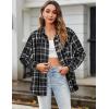 image:imageZeagoo Women Flannel Shacket Jacket Plaid Button Down Long Sleeve Shirt Fall Outfits 2026Black