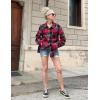 image:imageZeagoo Women Flannel Shacket Jacket Plaid Button Down Long Sleeve Shirt Fall Outfits 2026Black Red