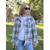 image:imageZeagoo Women Flannel Shacket Jacket Plaid Button Down Long Sleeve Shirt Fall Outfits 2026Black White 2