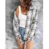 image:imageZeagoo Women Flannel Shacket Jacket Plaid Button Down Long Sleeve Shirt Fall Outfits 2026Black White 2