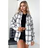 image:imageZeagoo Women Flannel Shacket Jacket Plaid Button Down Long Sleeve Shirt Fall Outfits 2026Black White