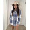image:imageZeagoo Women Flannel Shacket Jacket Plaid Button Down Long Sleeve Shirt Fall Outfits 2026Blue