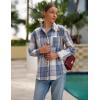 image:imageZeagoo Women Flannel Shacket Jacket Plaid Button Down Long Sleeve Shirt Fall Outfits 2026Blue