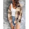 image:imageZeagoo Women Flannel Shacket Jacket Plaid Button Down Long Sleeve Shirt Fall Outfits 2026Brown 2