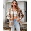 image:imageZeagoo Women Flannel Shacket Jacket Plaid Button Down Long Sleeve Shirt Fall Outfits 2026Brown