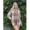 image:imageZeagoo Women Flannel Shacket Jacket Plaid Button Down Long Sleeve Shirt Fall Outfits 2026Brown