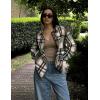 image:imageZeagoo Women Flannel Shacket Jacket Plaid Button Down Long Sleeve Shirt Fall Outfits 2026Green