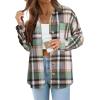 image:imageZeagoo Women Flannel Shacket Jacket Plaid Button Down Long Sleeve Shirt Fall Outfits 2026Green