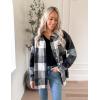 image:imageZeagoo Women Flannel Shacket Jacket Plaid Button Down Long Sleeve Shirt Fall Outfits 2026Grey Black