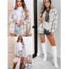 image:imageZeagoo Women Flannel Shacket Jacket Plaid Button Down Long Sleeve Shirt Fall Outfits 2026Light Brown