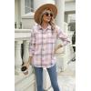 image:imageZeagoo Women Flannel Shacket Jacket Plaid Button Down Long Sleeve Shirt Fall Outfits 2026Pink