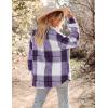 image:imageZeagoo Women Flannel Shacket Jacket Plaid Button Down Long Sleeve Shirt Fall Outfits 2026Purple