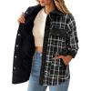 image:imageZeagoo Womens Flannel Jacket Fleece Lined Shacket Fall Outfits Plaid Sherpa Button Down Cozy Warm Winter Coat SXXLBlack