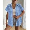 image:imageZeagoo Short Sleeve Summer Tops for Women Casual Button Down Shirts SolidStriped Business Work BlousesTz273