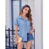 image:imageZeagoo Short Sleeve Summer Tops for Women Casual Button Down Shirts SolidStriped Business Work BlousesTz273