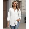 image:imageZeagoo Women Button Down Shirts Linen Cotton 34 Sleeve V Neck Tops Dressy Casual Loose Work Blouses 2026White