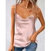 image:imageZeagoo Womens Cowl Neck Satin Camisole Sleeveless Sexy Spaghetti Strap Silk Cami Backless Tank Tops Basic Blouse Pink