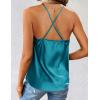 image:imageZeagoo Womens Cowl Neck Satin Camisole Sleeveless Sexy Spaghetti Strap Silk Cami Backless Tank Tops Halter Basic Tank Shirts Blue Green