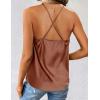 image:imageZeagoo Womens Cowl Neck Satin Camisole Sleeveless Sexy Spaghetti Strap Silk Cami Backless Tank Tops Halter Basic Tank Shirts Brown