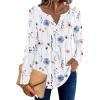 image:imageZeagoo Womens Long Sleeve Tops 2026 V Neck Pleated Shirts Dressy Casual Tunic Blouses Loose Fit Fall Fashion ClothesAawhite Floralprinted