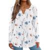 image:imageZeagoo Womens Long Sleeve Tops 2026 V Neck Pleated Shirts Dressy Casual Tunic Blouses Loose Fit Fall Fashion ClothesAawhite Floralprinted