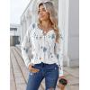 image:imageZeagoo Womens Long Sleeve Tops 2026 V Neck Pleated Shirts Dressy Casual Tunic Blouses Loose Fit Fall Fashion ClothesAawhite Floralprinted