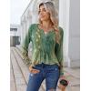 image:imageZeagoo Womens Long Sleeve Tops 2026 V Neck Pleated Shirts Dressy Casual Tunic Blouses Loose Fit Fall Fashion ClothesBbgreenprinted
