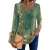 image:imageZeagoo Womens Long Sleeve Tops 2026 V Neck Pleated Shirts Dressy Casual Tunic Blouses Loose Fit Fall Fashion ClothesBbgreenprinted