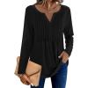 image:imageZeagoo Womens Long Sleeve Tops 2026 V Neck Pleated Shirts Dressy Casual Tunic Blouses Loose Fit Fall Fashion ClothesBlack