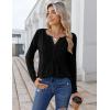 image:imageZeagoo Womens Long Sleeve Tops 2026 V Neck Pleated Shirts Dressy Casual Tunic Blouses Loose Fit Fall Fashion ClothesBlack
