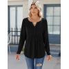 image:imageZeagoo Womens Long Sleeve Tops 2026 V Neck Pleated Shirts Dressy Casual Tunic Blouses Loose Fit Fall Fashion ClothesBlack