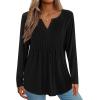 image:imageZeagoo Womens Long Sleeve Tops 2026 V Neck Pleated Shirts Dressy Casual Tunic Blouses Loose Fit Fall Fashion ClothesBlack
