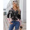 image:imageZeagoo Womens Long Sleeve Tops 2026 V Neck Pleated Shirts Dressy Casual Tunic Blouses Loose Fit Fall Fashion ClothesBlack Pinkprinted