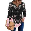 image:imageZeagoo Womens Long Sleeve Tops 2026 V Neck Pleated Shirts Dressy Casual Tunic Blouses Loose Fit Fall Fashion ClothesBlack Pinkprinted