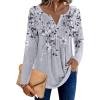 image:imageZeagoo Womens Long Sleeve Tops 2026 V Neck Pleated Shirts Dressy Casual Tunic Blouses Loose Fit Fall Fashion ClothesGrey Floralprinted