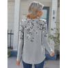 image:imageZeagoo Womens Long Sleeve Tops 2026 V Neck Pleated Shirts Dressy Casual Tunic Blouses Loose Fit Fall Fashion ClothesGrey Floralprinted