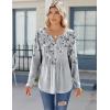 image:imageZeagoo Womens Long Sleeve Tops 2026 V Neck Pleated Shirts Dressy Casual Tunic Blouses Loose Fit Fall Fashion ClothesGrey Floralprinted