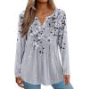 image:imageZeagoo Womens Long Sleeve Tops 2026 V Neck Pleated Shirts Dressy Casual Tunic Blouses Loose Fit Fall Fashion ClothesGrey Floralprinted