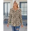 image:imageZeagoo Womens Long Sleeve Tops 2026 V Neck Pleated Shirts Dressy Casual Tunic Blouses Loose Fit Fall Fashion ClothesKhakiprinted