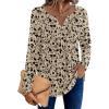 image:imageZeagoo Womens Long Sleeve Tops 2026 V Neck Pleated Shirts Dressy Casual Tunic Blouses Loose Fit Fall Fashion ClothesKhakiprinted