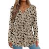 image:imageZeagoo Womens Long Sleeve Tops 2026 V Neck Pleated Shirts Dressy Casual Tunic Blouses Loose Fit Fall Fashion ClothesKhakiprinted