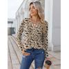 image:imageZeagoo Womens Long Sleeve Tops 2026 V Neck Pleated Shirts Dressy Casual Tunic Blouses Loose Fit Fall Fashion ClothesKhakiprinted