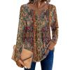 image:imageZeagoo Womens Long Sleeve Tops 2026 V Neck Pleated Shirts Dressy Casual Tunic Blouses Loose Fit Fall Fashion ClothesMz721