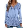 image:imageZeagoo Womens Long Sleeve Tops 2026 V Neck Pleated Shirts Dressy Casual Tunic Blouses Loose Fit Fall Fashion ClothesSf166