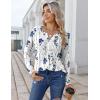 image:imageZeagoo Womens Long Sleeve Tops 2026 V Neck Pleated Shirts Dressy Casual Tunic Blouses Loose Fit Fall Fashion ClothesWhiteprinted