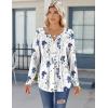 image:imageZeagoo Womens Long Sleeve Tops 2026 V Neck Pleated Shirts Dressy Casual Tunic Blouses Loose Fit Fall Fashion ClothesWhiteprinted