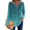 image:imageZeagoo Womens Long Sleeve Tops 2026 V Neck Pleated Shirts Dressy Casual Tunic Blouses Loose Fit Fall Fashion ClothesXh363