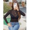 image:imageZeagoo Womens Mesh Long Sleeve Tops Mock Neck Going Out See Through Shirts Sexy Sheer Blouses Clubwear SXXLBlack Polka Dot